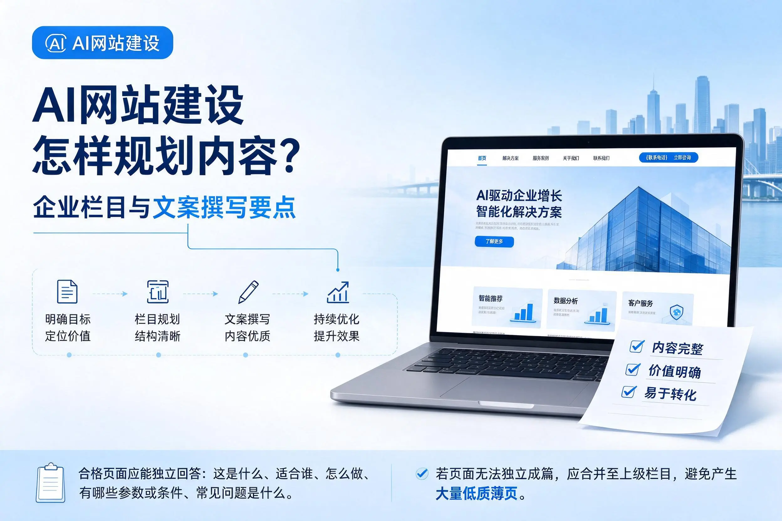 AI网站建设怎样规划内容？邢台企业栏目与文案撰写要点